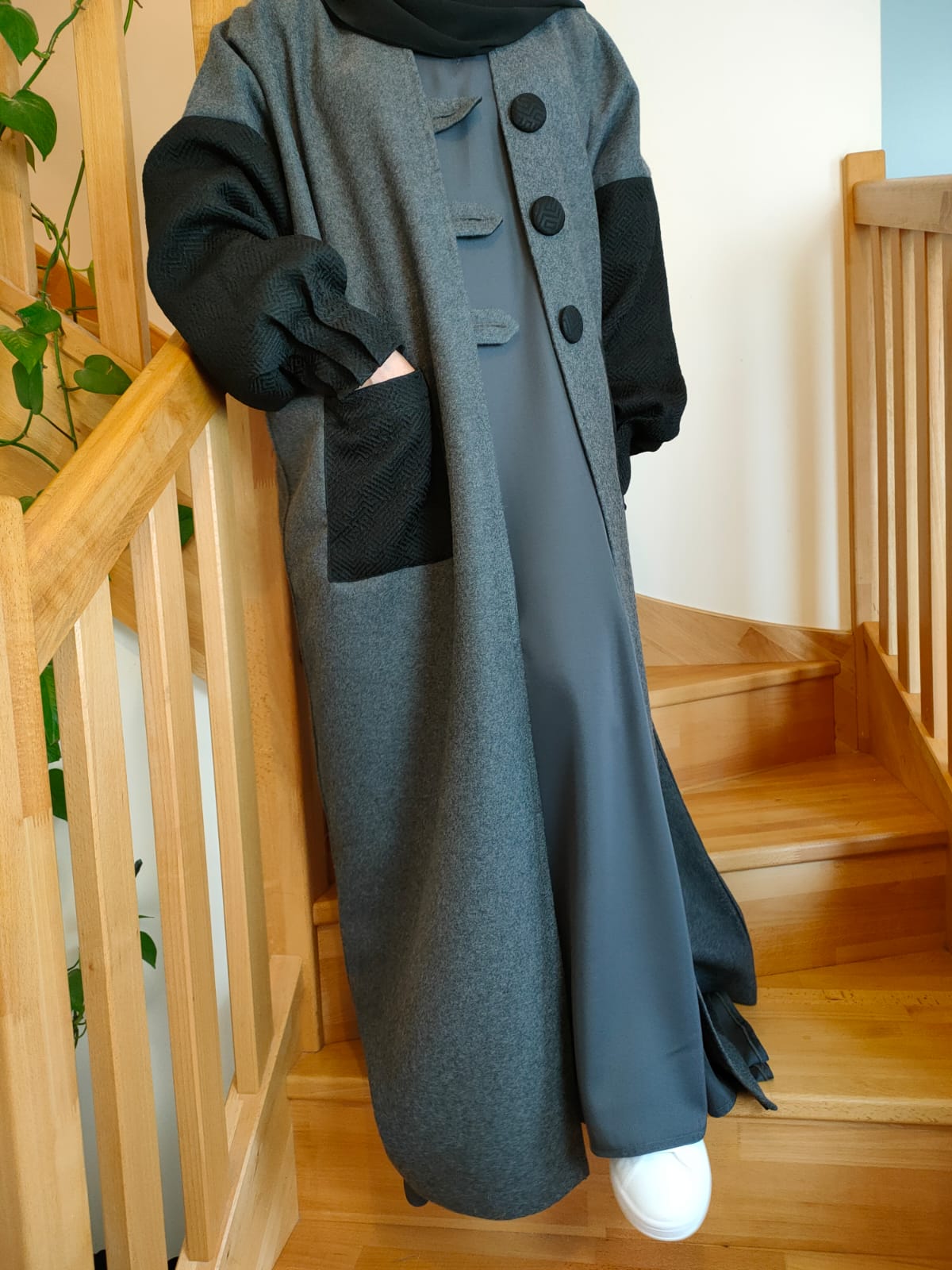 Manteau oversize bicolore