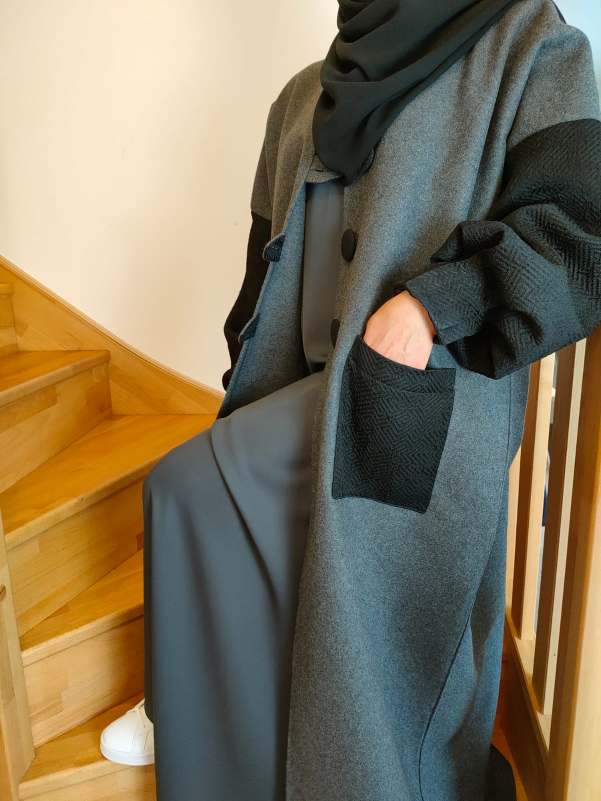 Manteau oversize bicolore – Image 2